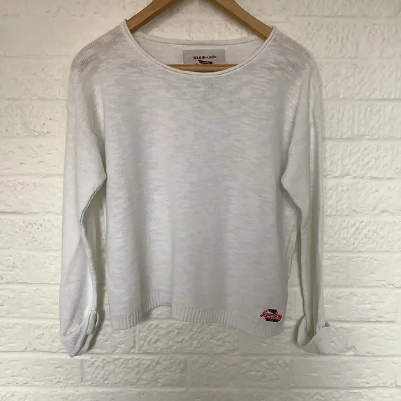 Superdry Icarus Knit Jumper - Size M - White - Cotton - P2P 22” - Picture 5 of 8